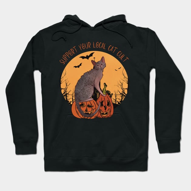 Support your local cat cut - Lykoi werewolf cat Hoodie by Feline Emporium